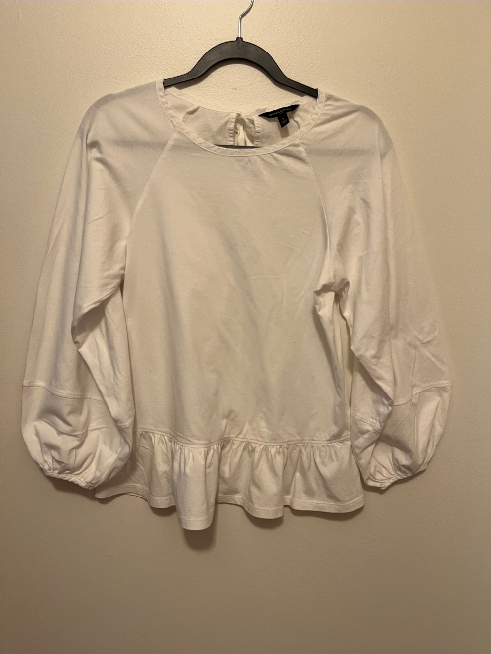 Banana Republic White Peplum Long-Sleeve Top